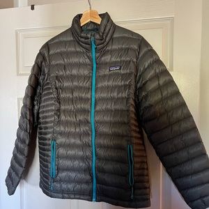 Patagonia Women’s Nano Puff Insulated Jacket Sz XL Gray with Teal Accents EUC